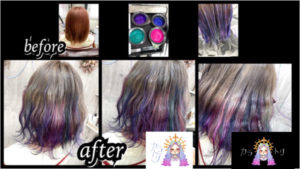 大阪豊中カラトリでシルバーグレーとユニコーングラデーションでお洒落カラー【りなさん】の髪