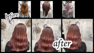 大阪豊中カラトリで透明感ピンクカラーをダブルカラーで再現したら綺麗!【くるみさん】の髪