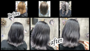 大阪豊中カラトリで白髪を染めながら透明感抜群なシルバーグレーを再現する為のダブルカラー【さちこさん】の髪