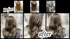 大阪豊中カラトリで白髪ぼかしで外国人風カラーにするには積み重ねが必要【なおみさん】の髪