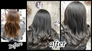 大阪豊中カラトリで白髪染め×ブリーチで作る透明感外国人風カラーがお洒落【ゆみこさん】の髪