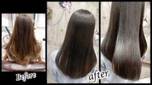 大阪豊中カラトリで濃厚なアッシュグレーで作る赤味抹殺カラーが人気【りかさん】の髪