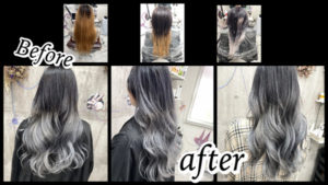 豊中でブリーチ履歴3回以上のホワイトグラデーションカラーがお洒落！【まゆさん】の髪