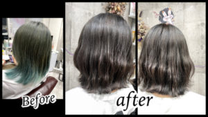 豊中で劇的Before/afterの外国人風カラーミルクティーベージュ【こはるさん】の髪