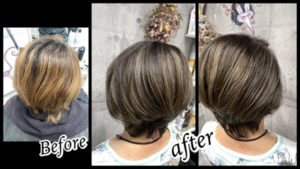 豊中で白髪ボカシをハイライトを積み重ねて作る外国人風カラー【くみこさん】の髪