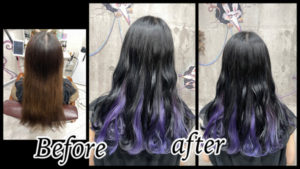 豊中でインナーカラーのラベンダーが濃厚カラーと組み合わさってお洒落【りゆさん】の髪