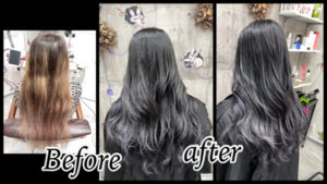 豊中でブリーチ数回ベースに濃厚なブルーラベンダーで再現する透明感カラーが綺麗！【ひろよさん】の髪