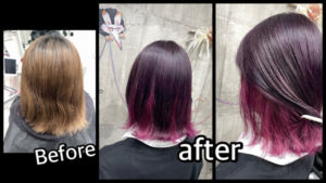 豊中市カラトリで濃厚ピンクラベンダーのグラデーションカラーがお洒落すぎた！【みうさん】の髪