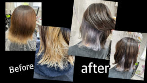 豊中市でブリーチ履歴数回で作るホワイトインナーカラーがお洒落！【みくさん】の髪