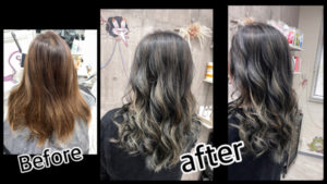 【脱白髪染め】豊中市で白髪を染めながらハイライト✖︎濃厚カラーのお洒落な外国人風カラー【ゆかさん】の髪